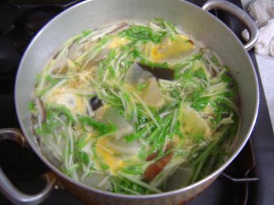 水菜と大根と玉子のスープ