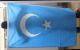 ウイグル（東トルキスタン）国旗を広げる